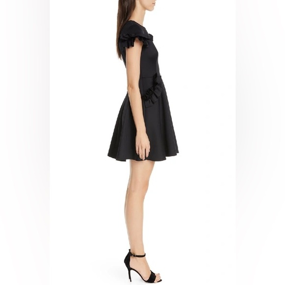 ✨TED BAKER✨ Luuciee Ruffle Trimmed Dress - Black - Ted Size 1 - Picture 3 of 11